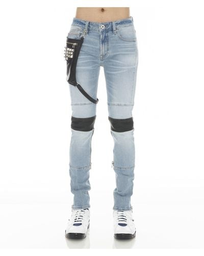 Cult Of Individuality Punk Moto Stretch In Pollock - Blue