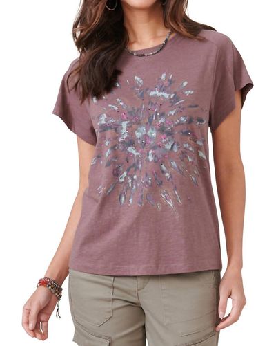 Democracy Mixed Pattern Boyfriend Tee In Purple