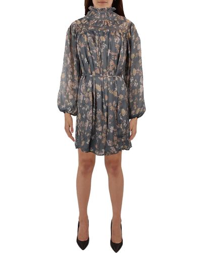 French Connection Floral Print Short Mini Dress - Gray