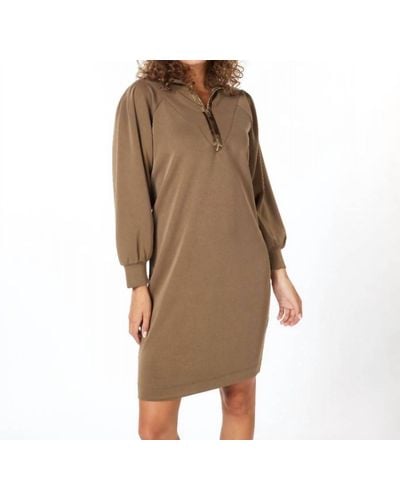 EsQualo Zipper Modal Dress - Brown