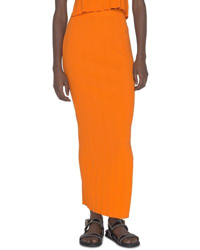 FRAME Ribbed Cut-out Maxi Skirt - Orange