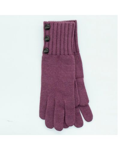 Portolano Gloves With Leather Buttons - Purple