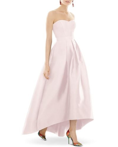 Alfred Sung Satin Hi-low Evening Dress - Pink