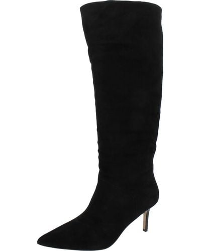 Veronica Beard Lexington Suede Pointed Toe Knee-high Boots - Black