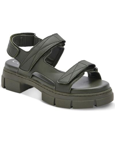 Aqua College Hux Casual Open Toe Platform Sandals - Black