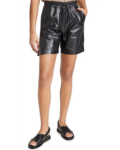 RTA Camden Leather Shorts - Black