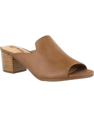 Bella Vita Daisy Leather Slip On Mule Sandals - Brown