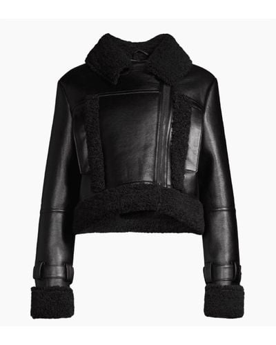 Apparis Jay Faux Leather & Suede Moto Jacket - Black