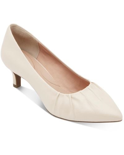 Rockport Kalila Patent Leather Padded Insole Kitten Heels - White