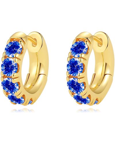 Classicharms Daniela Gold huggie Hoop Sapphire Zirconia Earrings - Blue