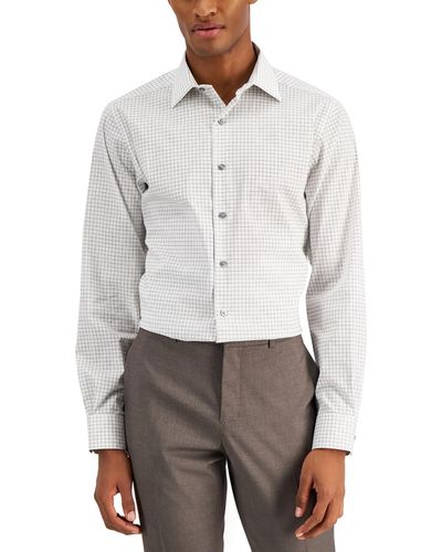 Alfani Stain Resistant Cotton Dress Shirt - Gray