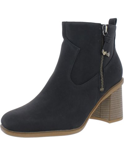 Dr. Scholls Rodeo Faux Suede Stacked Heel Ankle Boots - Black