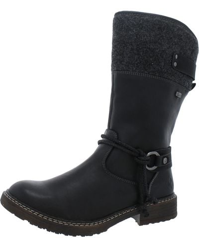 Rieker Dominika 74 Faux Leather Mid Calf Winter & Snow Boots - Black