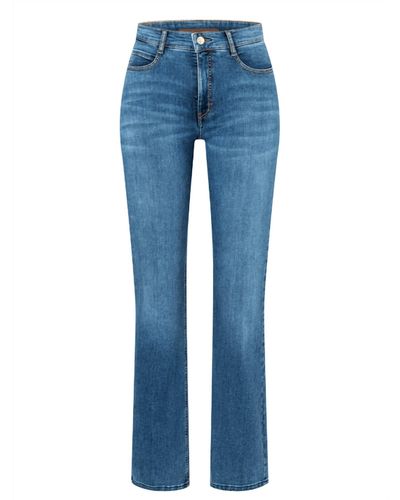 Mac Jeans Ladies Slim Fit Boot Cut Fringe Jeans - Blue