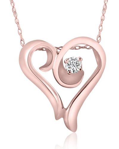 Pompeii3 1/10ct Solitaire Diamond Heart Pendant Necklace - Pink