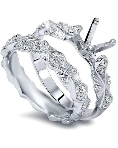 Pompeii3 3/4ct Sculptural Diamond Engagement Ring Setting Semi Mount Matching Wedding 14k - Metallic