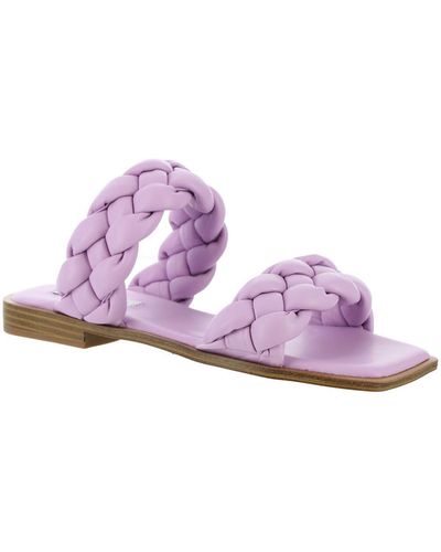 Steve Madden Spain Raffia Slip On Slide Sandals - Purple