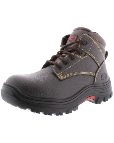 Skechers Burgin Congaree Leather Memory Foam Lace-up Boot - Gray