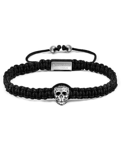 Crucible Jewelry Crucible Los Angeles Skull On Shocker Tie Woven Bracelet - Black