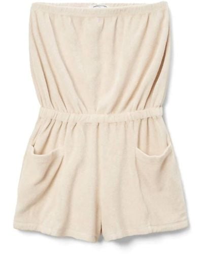 PERFECTWHITETEE Jaclyn Loop Terry Strapless Romper - Natural