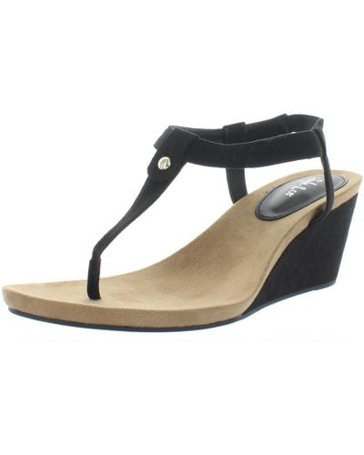 Style & Co. Mariella Stretch Cushioned Wedge Sandals - Black