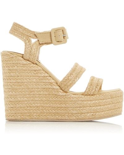 Jeffrey Campbell Soffia Buckle Woven Wedge Sandals - Natural