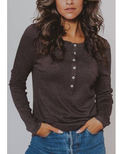 The Normal Brand Her Henley Top - Gray