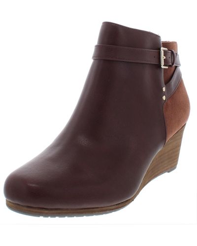 Dr. Scholls Double Faux Leather Ankle Booties - Brown