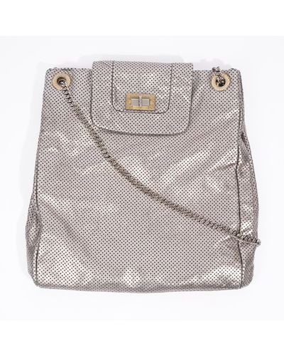 Chanel Drill Tote Bag Leather - Gray