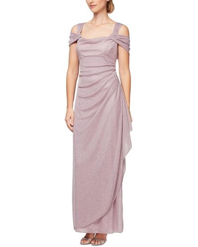 Alex Evenings Petites Glitter Prom Evening Dress - Purple