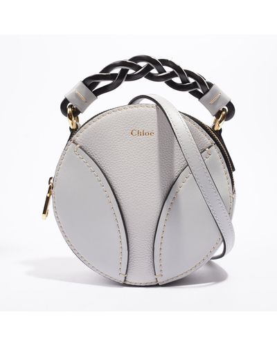 Chloé Mini Round Daria Light Leather Crossbody Bag - Gray