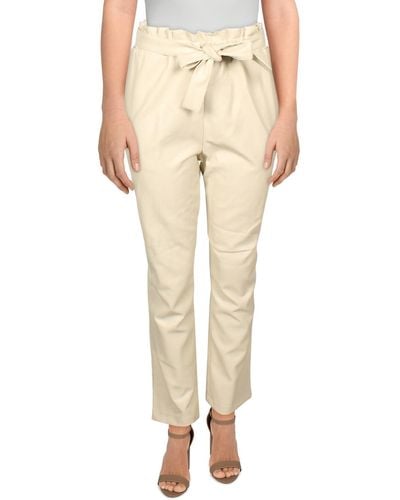 Bagatelle Faux Leather High Rise Paperbag Pants - Natural