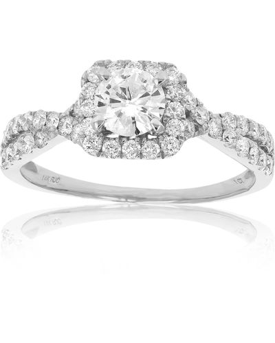 Vir Jewels 1 Cttw Diamond Halo Criss-cross Wedding Engagement Ring 14k White Gold Bridal - Metallic