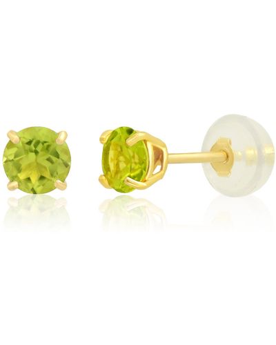 MAX + STONE 14k White Or Yellow Gold Round Small 4mm Gemstone Stud Earrings - Multicolor