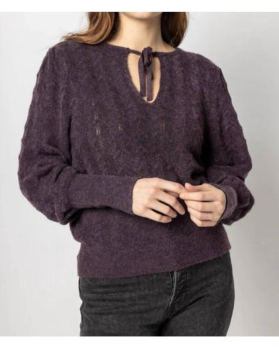 Lilla P Tie Front Pullover Sweater - Purple