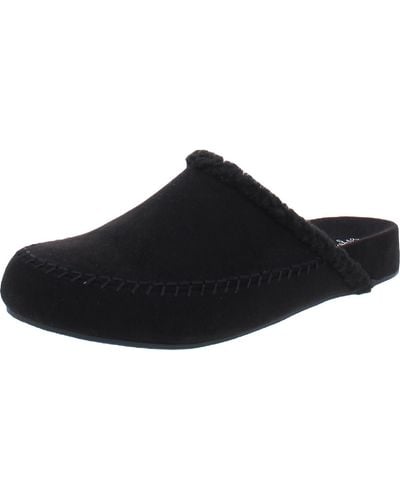 Style & Co. Brooklynn Faux Fur Lined Moc Toe Slide Slippers - Black