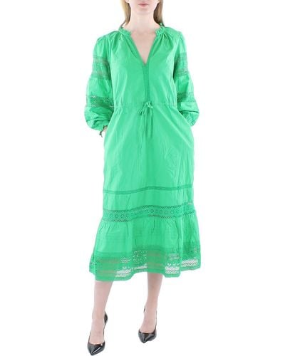 Velvet By Graham & Spencer Cotton Crochet Trim Maxi Dress - Green