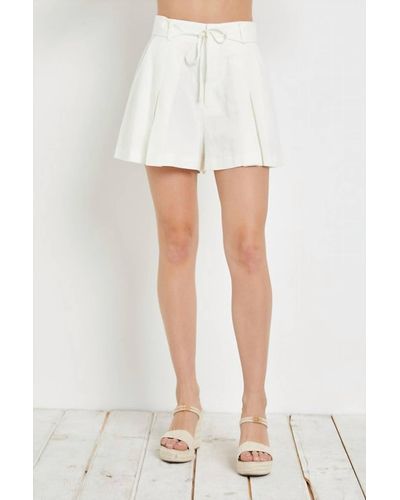 Mustard Seed The Lyla High Rise Pleated Shorts - White