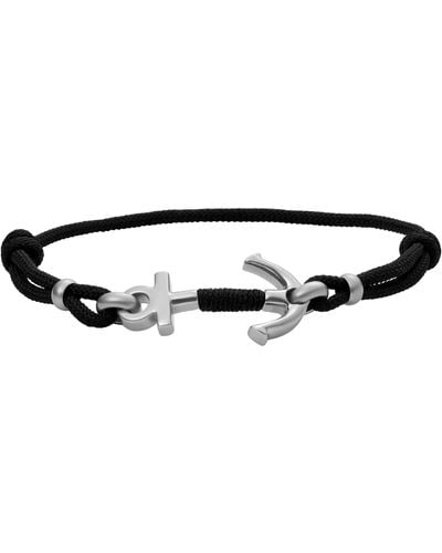 Fossil Silver-tone Stainless Steel Multi Strand Bracelet Silver Stainless Steel Strap Bracelet - Black