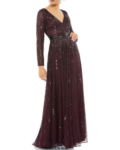 Mac Duggal Sequined Maxi Evening Dress - Purple