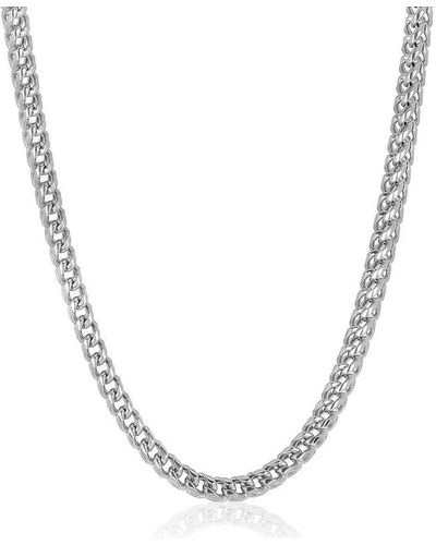Crucible Jewelry Crucible Los Angeles 7mm Stainless Steel Rounded Franco Chain 26 Inches - Metallic