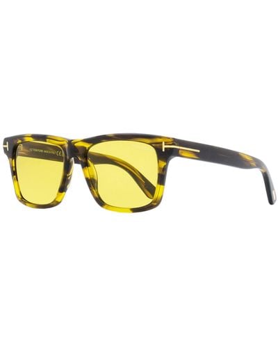 Tom Ford Rectangular Sunglasses Tf906 Buckley-02 Striated Brown/amber 56mm - Yellow
