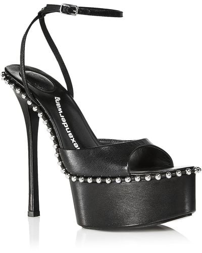 Alexander Wang Nova 145 Leather Dressy Platform Sandals - Black