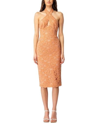 Bardot Riviera Lace Halter Cocktail And Party Dress - Multicolor