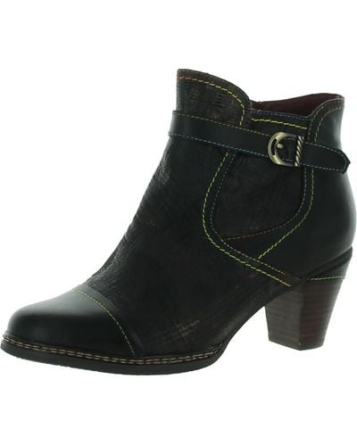 Spring Step Captivate Leather Rainbow Ankle Boots - Black