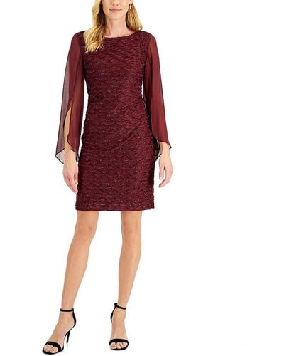 Connected Apparel Eyelash Mini Cocktail And Party Dress - Red