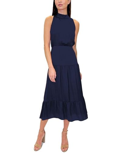 Sam Edelman Satin Sleeveless Midi Dress - Blue