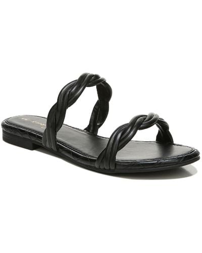 Circus by Sam Edelman Cybil Faux Leather Slide On Flat Sandals - Black