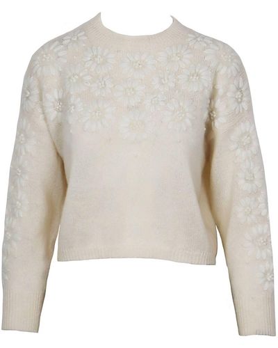 Lucy Paris Tilde Embroidered Sweater - White