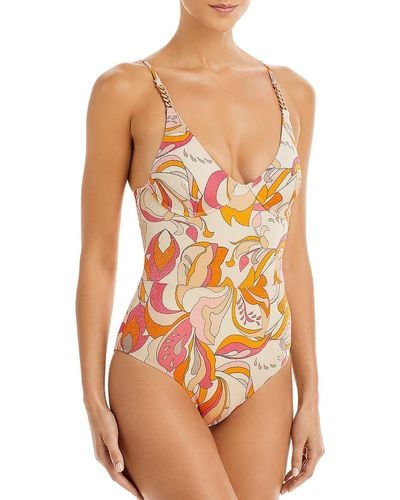 Revel Rey Inez Metallic Underwire One-piece Swimsuit - Orange